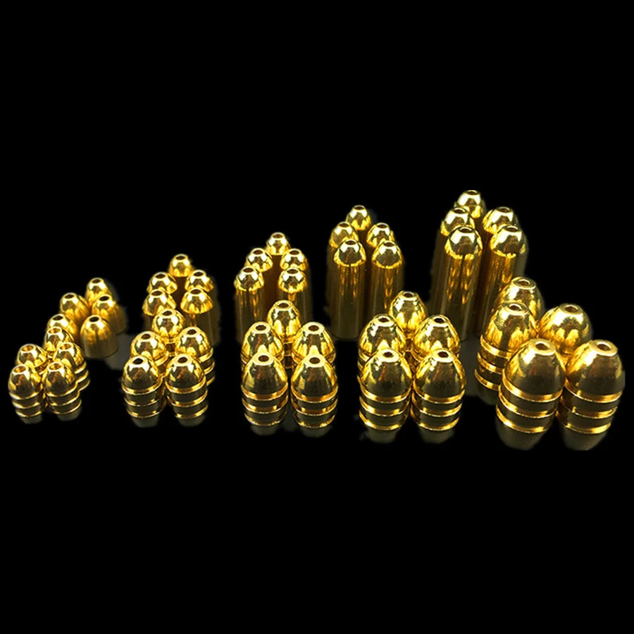 50 шт. латунная Резьбовая свинцовая грузила форма в форме пули медные для рыбалки