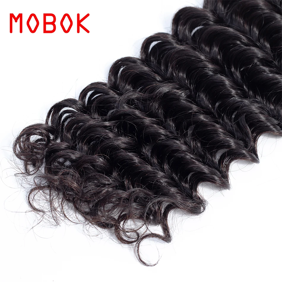 MOBOK Deep Wave Brazilian Hair Weave 1 Bundle Non Remy No Smell 100% Human Extension Natural Color Free Shipping | Шиньоны и парики
