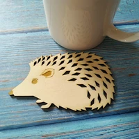 4pcs hedgehog natural wood coasters cup mat tea coffee mug drinks holder table mat wooden coasters for wedding return gift