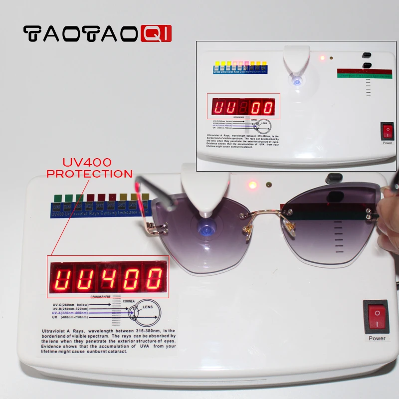Бренд taotaoqi, кошачий глаз, солнцезащитные очки для женщин, дизайнерские, индивидуальные, без оправы, винтажные мужские солнцезащитные очки, UV400, солнцезащитные очки, oculos de sol