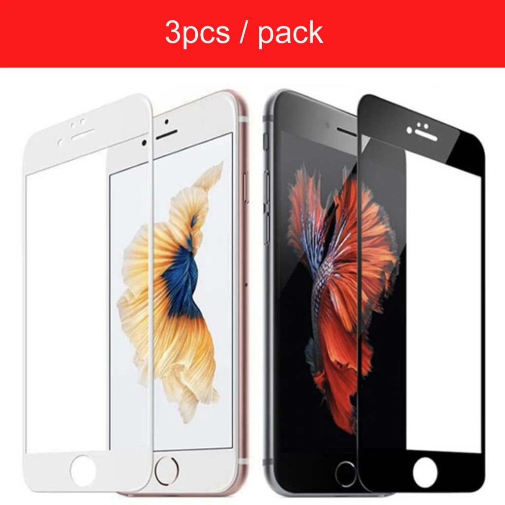 3 шт./упак. полное покрытие 9 H 2.5D Закаленное стекло для Apple iPhone 6 6s 7 8 Plus передняя