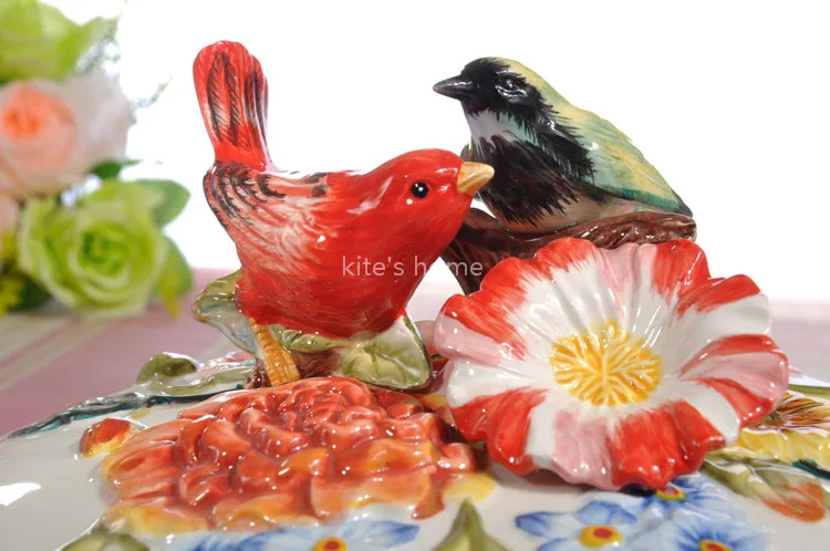 

ceramic Three lattice fruit Candy Storage dish Dessert Snack Salad plate box home decor wedding decoration handicraft figurine