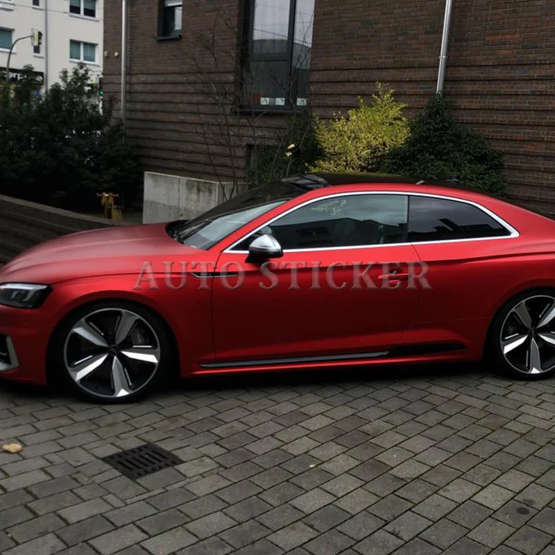 Красная матовая металлическая хромированная виниловая автомобильная пленка с