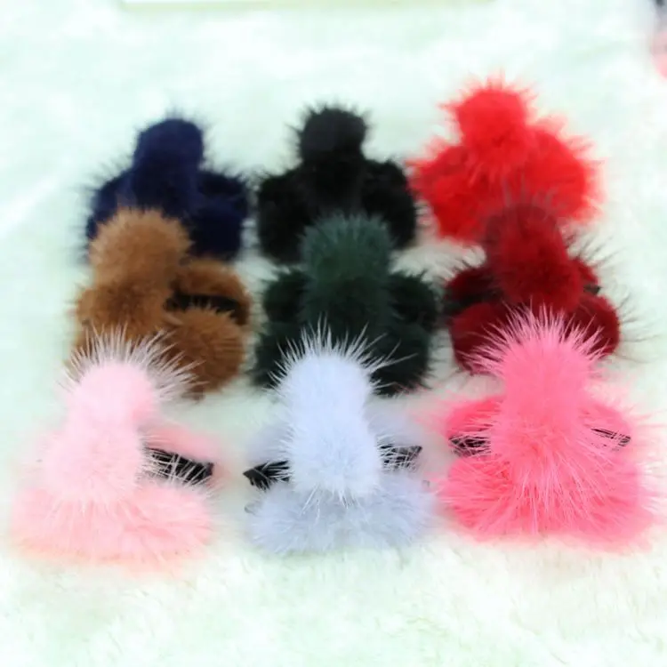 Средняя Высококачественная норковая шпилька Mao, меховые аксессуары для волос, корейский женский головной убор для взрослых и детей