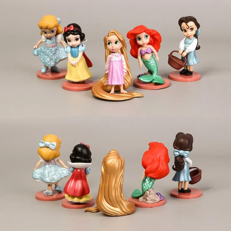 Disney 11PCS Princess Series Cute Doll Model Toys Snow Mermaid Cinderella Long Hair Fairy Tale Action map | Игрушки и хобби