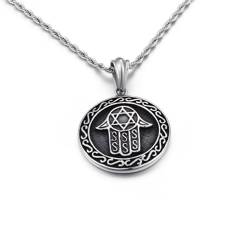 Ретро ювелирные изделия Фатима рука Мужская ладонь Круглый Кулон европейские