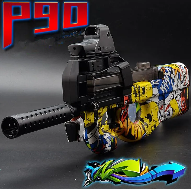Прохладный P90 электрический игрушечный пистолет граффити издание живой CS штурмовой Бекас оружие мягкая вода пуля всплески Спорт на открытом воздухе игрушки для детей
