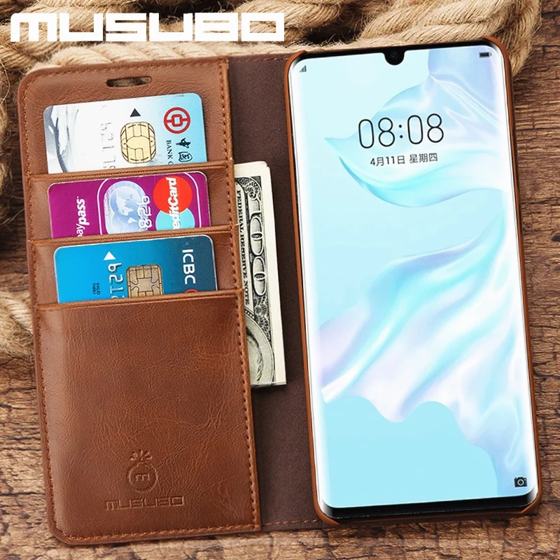 Musubo Чехол для Huawei P30 чехол на Роскошные чехлы из натуральной кожи Funda Pro Кошелек с
