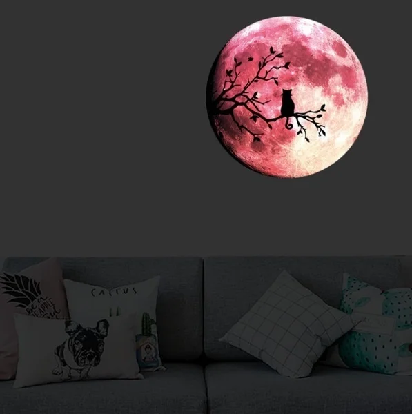 Необычный декоративный стикер для ночного освещения в виде Луны флуоресцентная