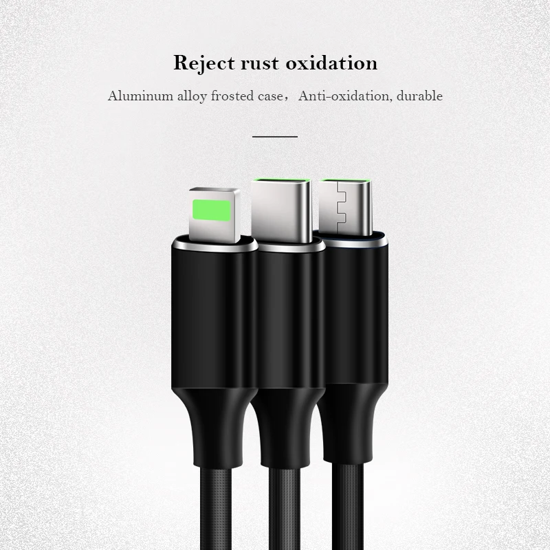 3 в 1 Lighting & micro type c зарядный кабель USB 2.1A Быстрая зарядка для передачи данных Samsung