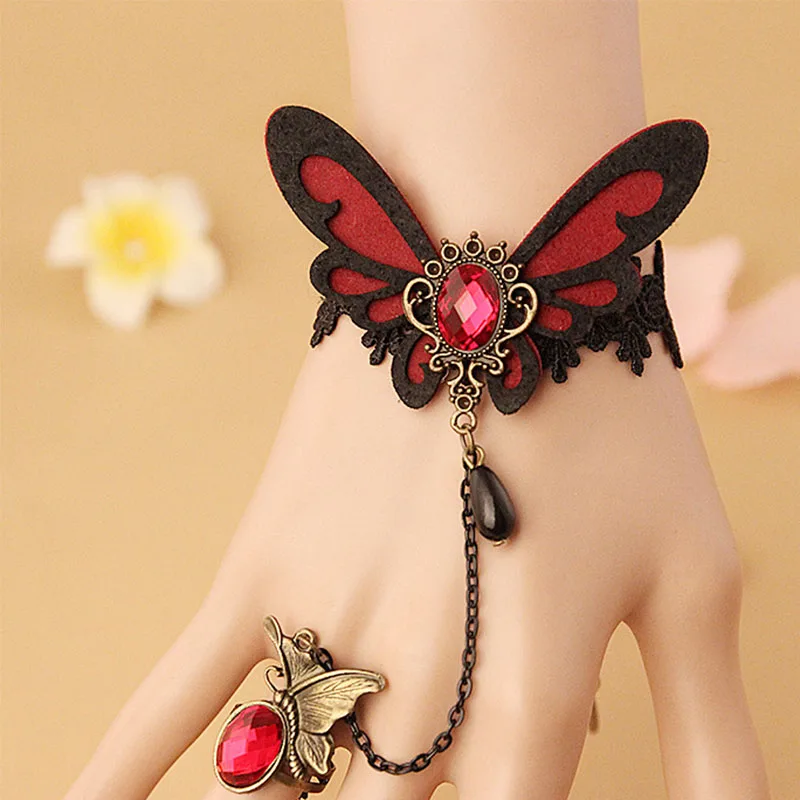 12 шт./лот очаровательные браслеты для женщин готические кружевные бабочки