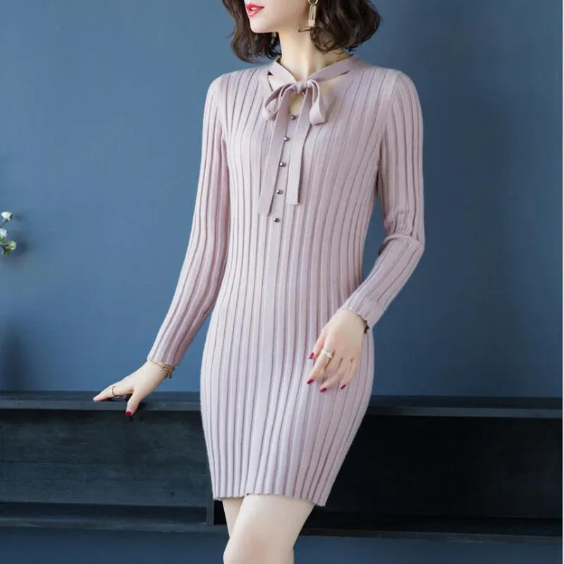 Новинка 2018 женское кашемировое платье-свитер зимний длинный женский свитер