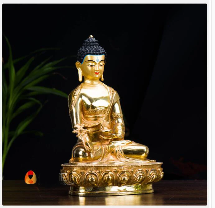 Temple 30CM large# GOOD Buddha # bless family home efficacious Protection Buddhist Pharmacist Buddha gilding Buddha statue images - 6