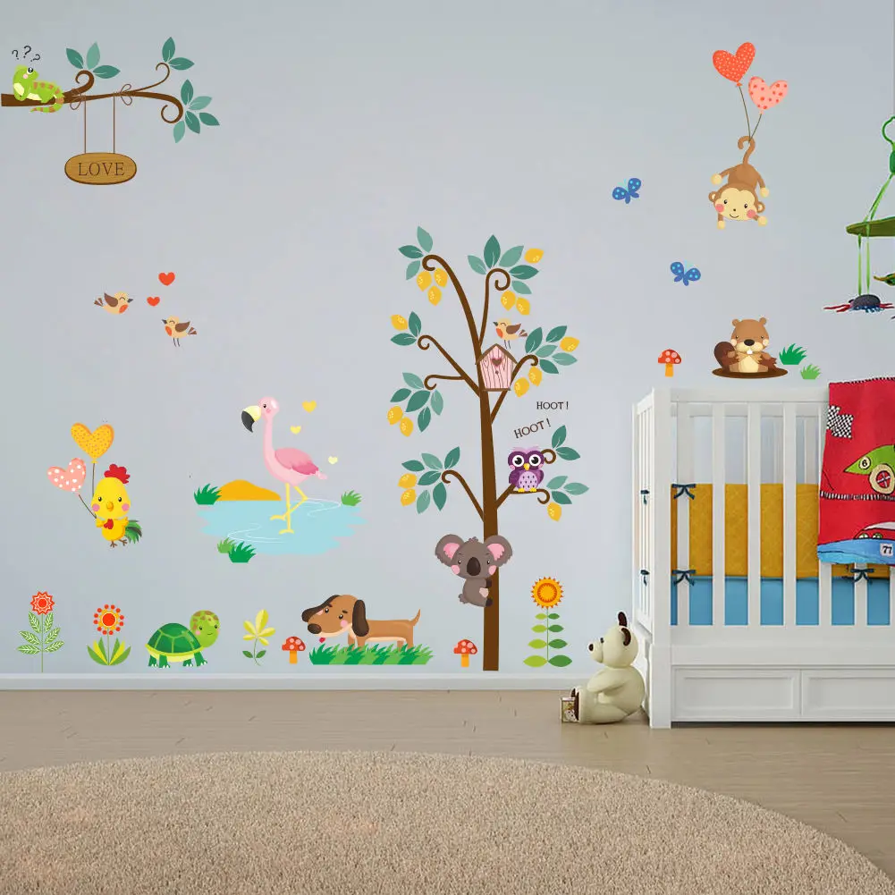 2018 совершенно новые Мультяшные животные насекомые съемные наклейки на стену для