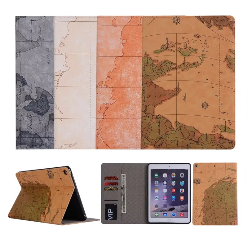 Для Apple iPad 9 7 2017 чехол из искусственной кожи карта смарт планшет для 5 6 с