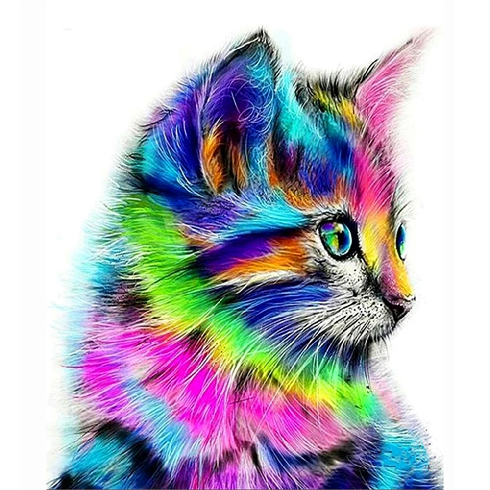 DIY 5D Бриллиантовая мозаика с животным Cat для самостоятельного создания картины из