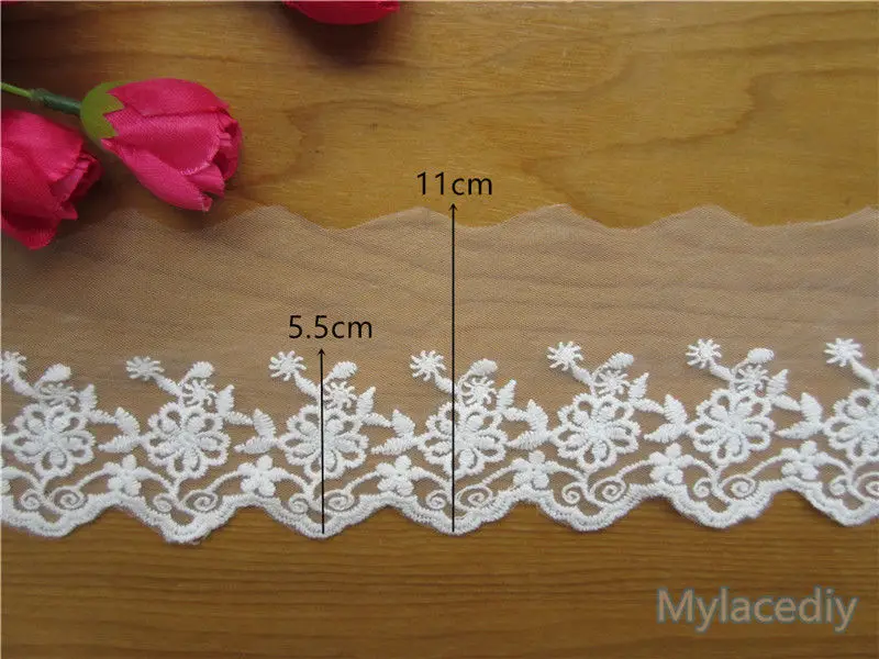 2 ярдов/партия хлопок цветок Сетчатое вышитое кружево обрезанная лента