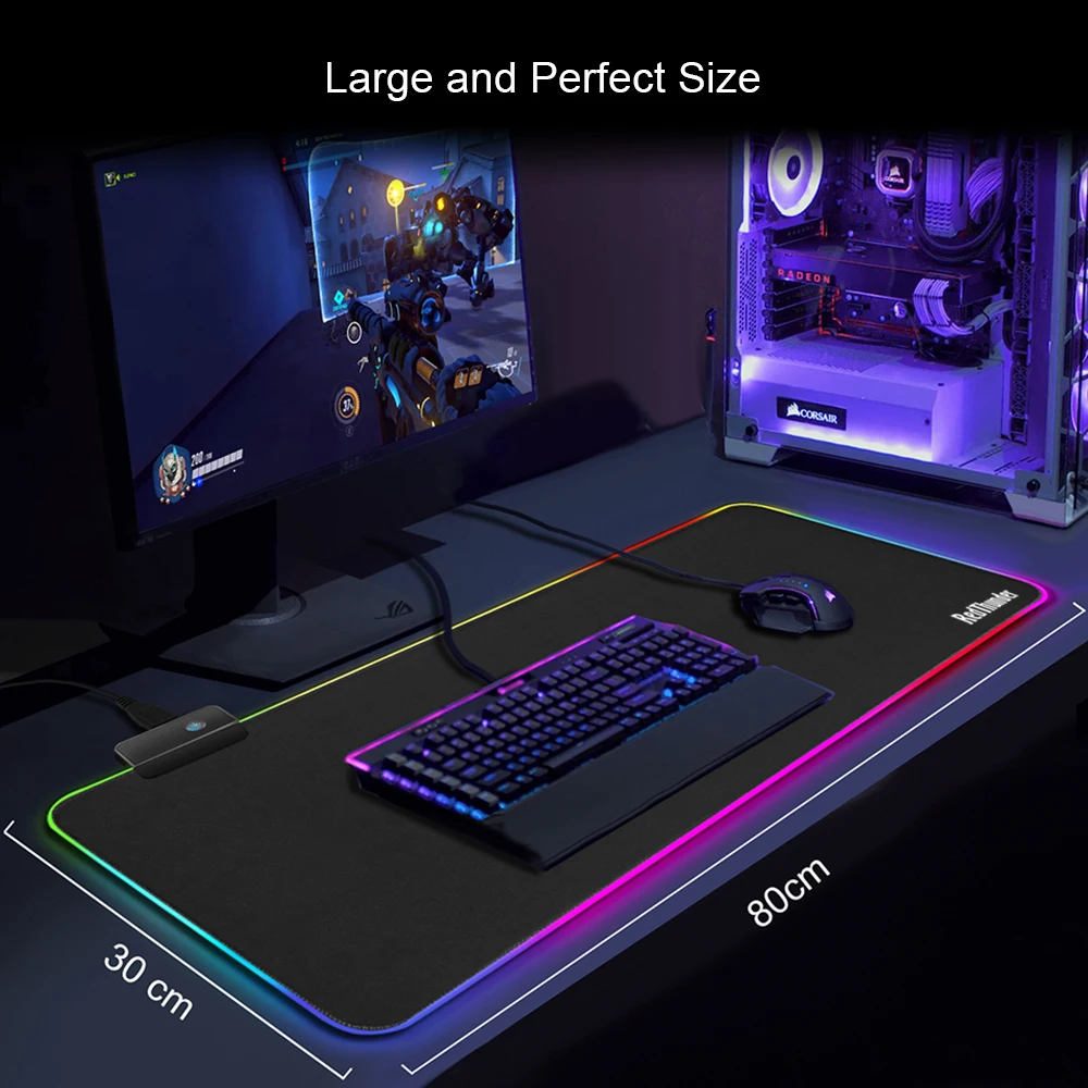 RedThunder RGB игровой Мышь Колодки Обновить 80X30 см Большой светящийся Расширенный Мышь Pad Gaming Keyboard pad Коврик не-скольжения резиновая основа