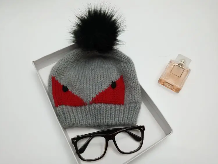 2015 горячие корейских женщин теплая шапка маленький монстр акрил шерсть