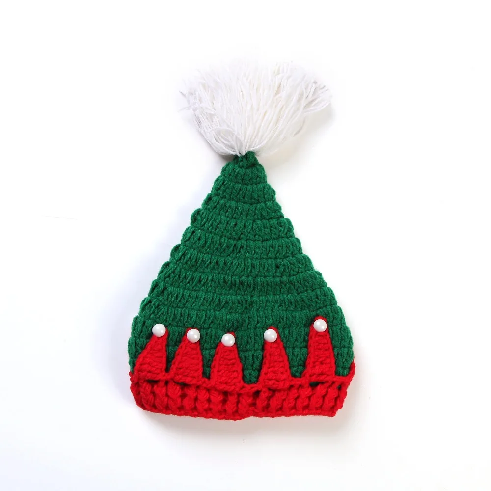 

Newborn Baby Christmas Cap Santa Claus Photo Props Infant Baby Christmas Hat Crochet Red Baby Hat Shorts Set for Photo Shoot