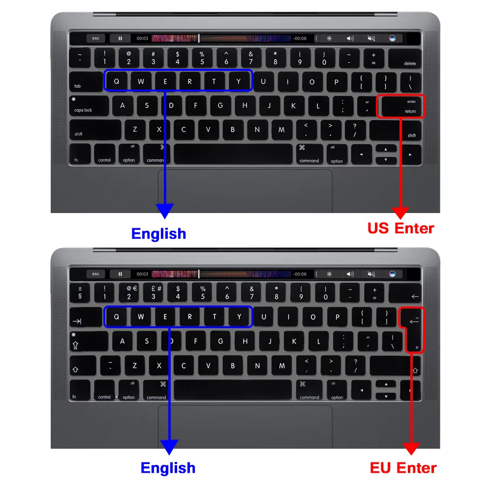 Чехол-клавиатура для нового Macbook Pro retina 13 15 с сенсорной панелью, силиконовая для компьютерной клавиатуры
