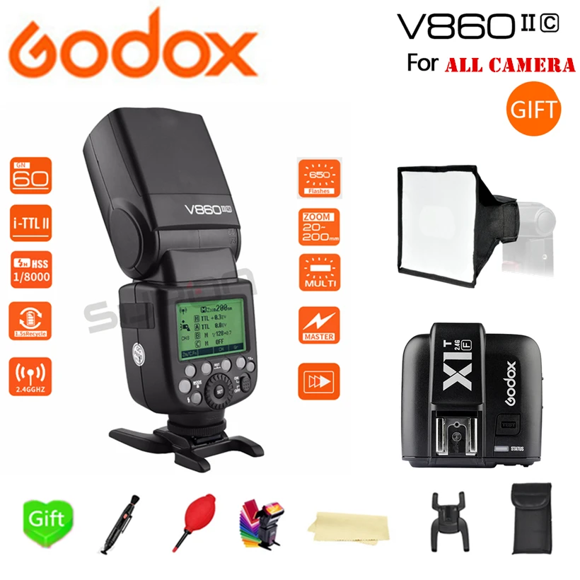 Paypal Accpect Godox V860II S/N/C/O/F Вспышка Speedlite 2 4G с батареей Flash + XIT триггер для Canon Nikon Sony Fuji