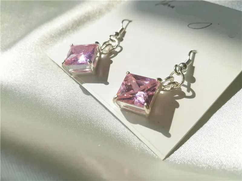 2018 Новое поступление Розовые Квадратные серьги с кристаллом Блестящий большой