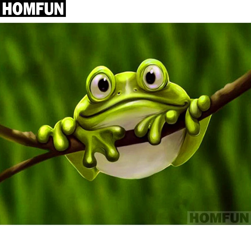 Алмазная живопись HOMFUN A01206 полноразмерная/круглая 5D Вышивка милая лягушка для