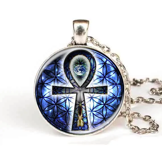Ожерелье кабошон с подвеской в виде цветка жизни стиле стимпанк 2017|flower of life|flower life