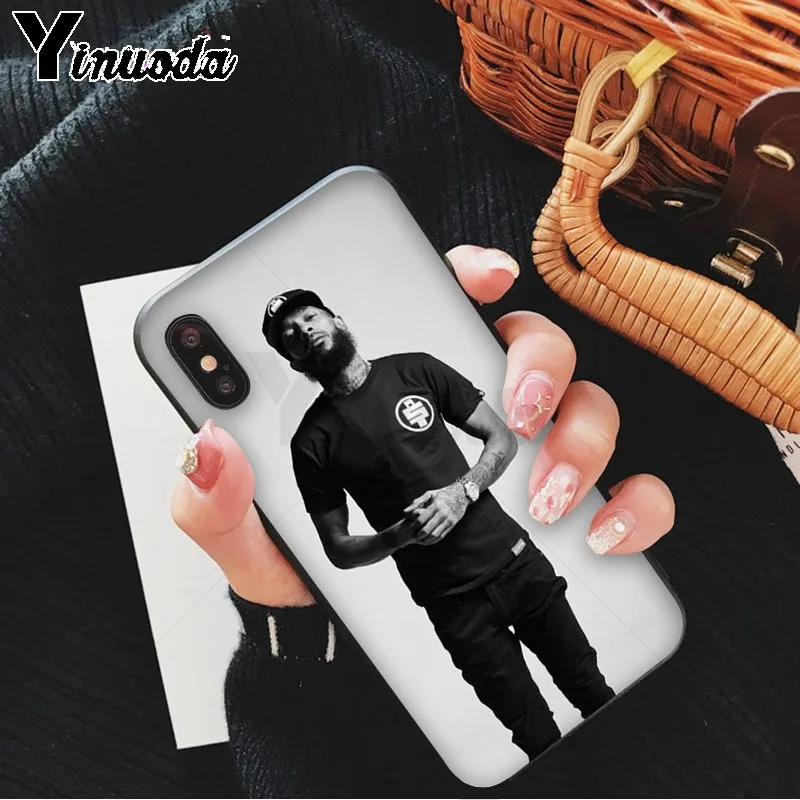 Yinuoda Rapper Nipsey Hussle Черная мягкая резина, термопластичный полиуретан чехол для телефона чехол для iPhone 8 7 6 6S Plus 5 5S SE XR X XS MAX Coque Shell
