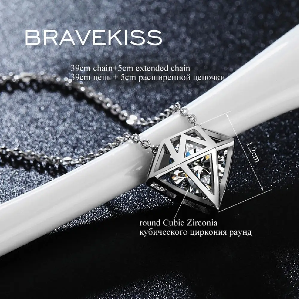 BRAVEKISS белое золото высший сорт AAA кубический цирконий полые в форме подвески