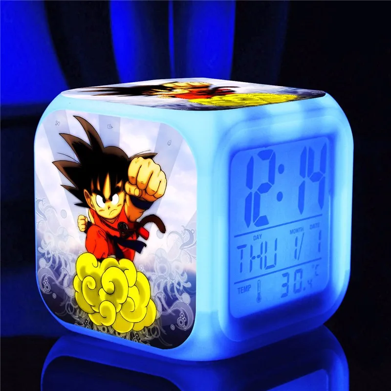 3d анимация DRAGON BALL будильники, светящийся светодиодный цвет изменить будильники Дети Многофункциональные игрушки Цифровые будильники - Цвет: Белый