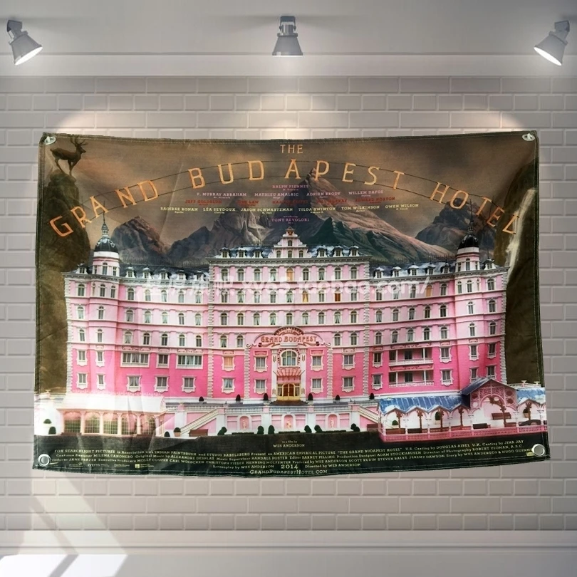 

"Budapest Grand Hotel" Movies Poster Scrolls Flag Bar Cafes Hotel Theme Home Decoration Banners Hanging Art Waterproof Cloth