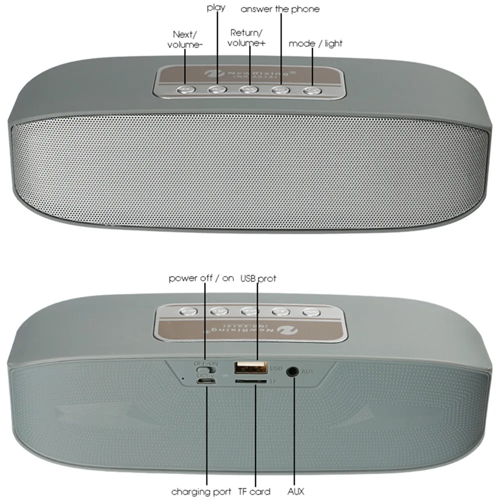 Bluetooth Колонка NewRixing портативная с микрофоном поддержка TF FM