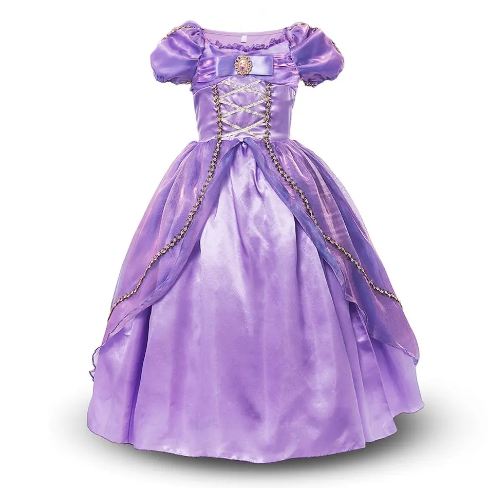 Rapunzel A Дети из комиксов кон Эльза Косплей Принцесса Рапунцель одеваются девушки Хэллоуин Жасмин Золушка костюм дети Моана Белль одежда - Цвет: Rapunzel A