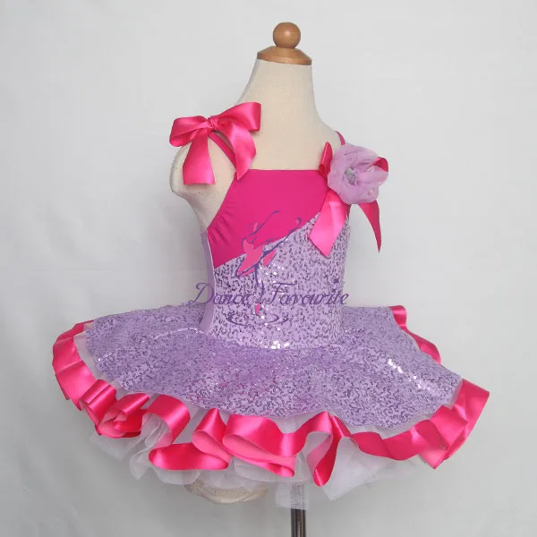 Lilac sequin Лиф из спандекса балетный костюм с пачкой для девочек детская балерина