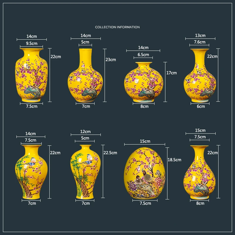 Jingdezhen, керамическая Желтая Ваза, украшение, новинка, Китайская классическая гостиная, ТВ, шкаф, украшение для дома, Цветочная ваза
