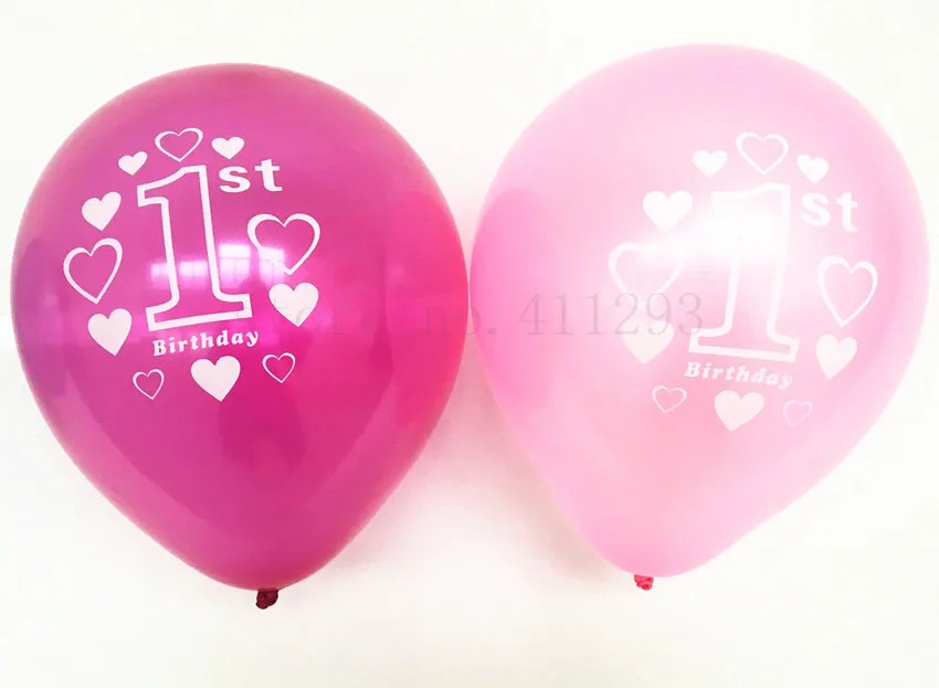 20 шт./лот воздушные шары с цифрами на первый день рождения принтом розовые синие