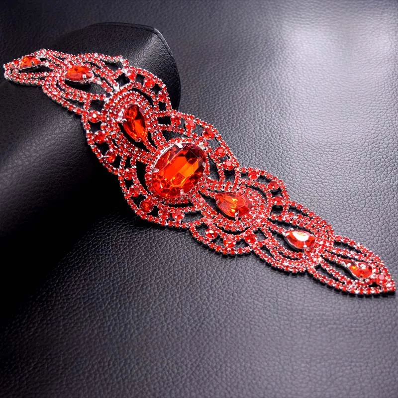 Шитье на ремне со стразами патчи из страз с красным камнем обрезка платье для
