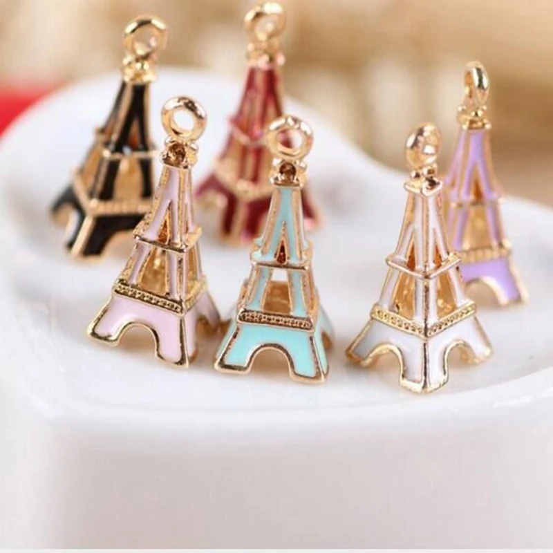 Амулетные Подвески в виде Эйфелевой башни из цинкового сплава золотистого цвета