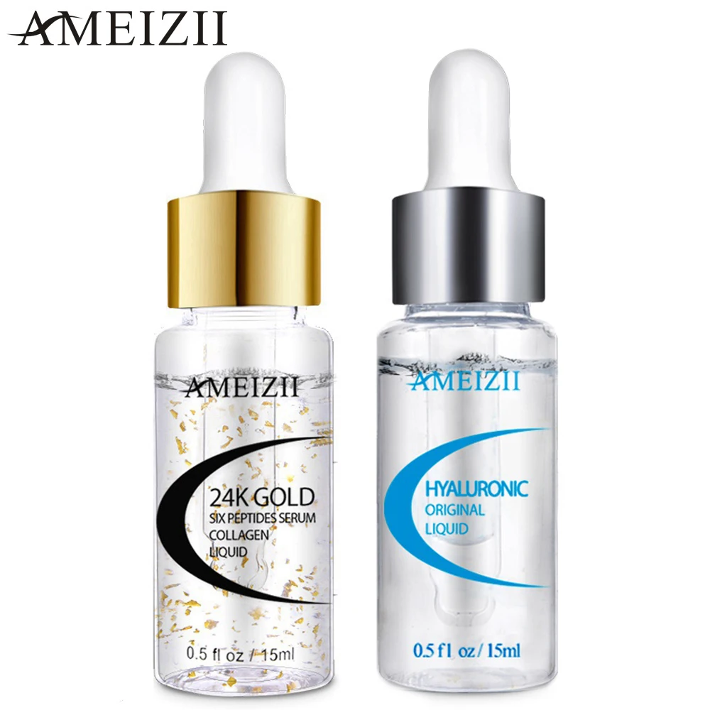 Сыворотка с 6 пептидами AMEIZII 24K Gold + гиалуроновой кислотой антивозрастной