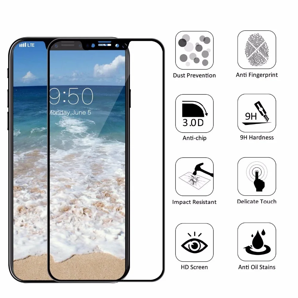 Стекло ESVNE 6D с закругленными краями и полным покрытием для iphone 8 стекло Plus