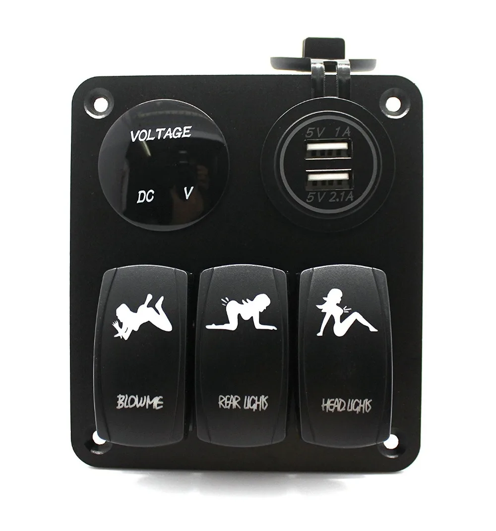 Водонепроницаемая трехклавишная панель переключателя + 12 В светодиодный