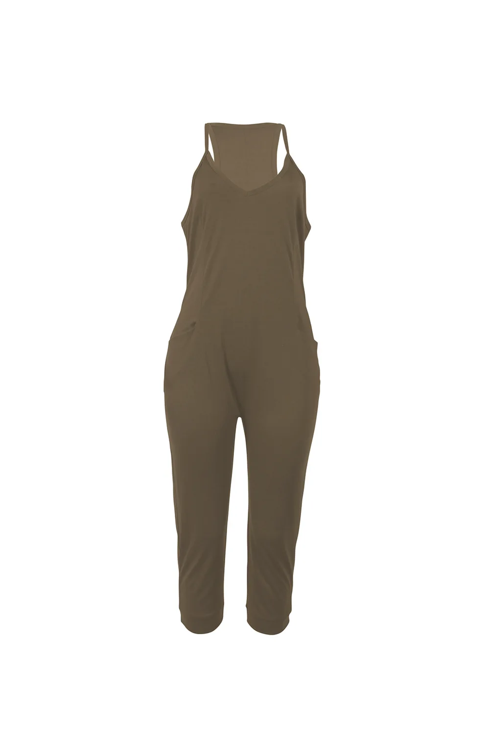 Сексуальный комбинезон размера плюс на тонких лямках, женский комбинезон, однотонный комбинезон со шнуровкой на спине, повседневные Комбинезоны