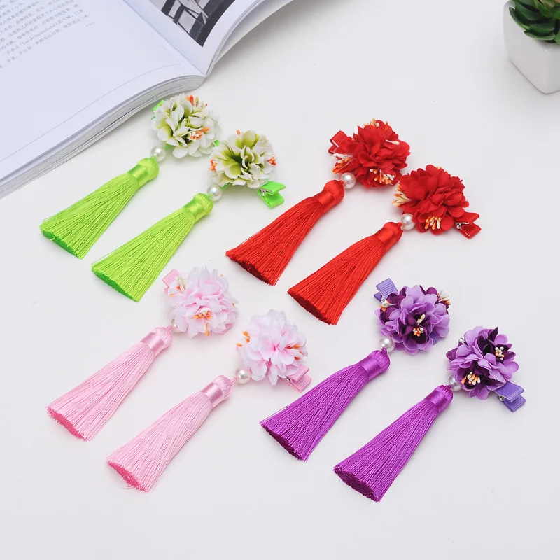 Заколки для волос с длинными кисточками 10 шт.