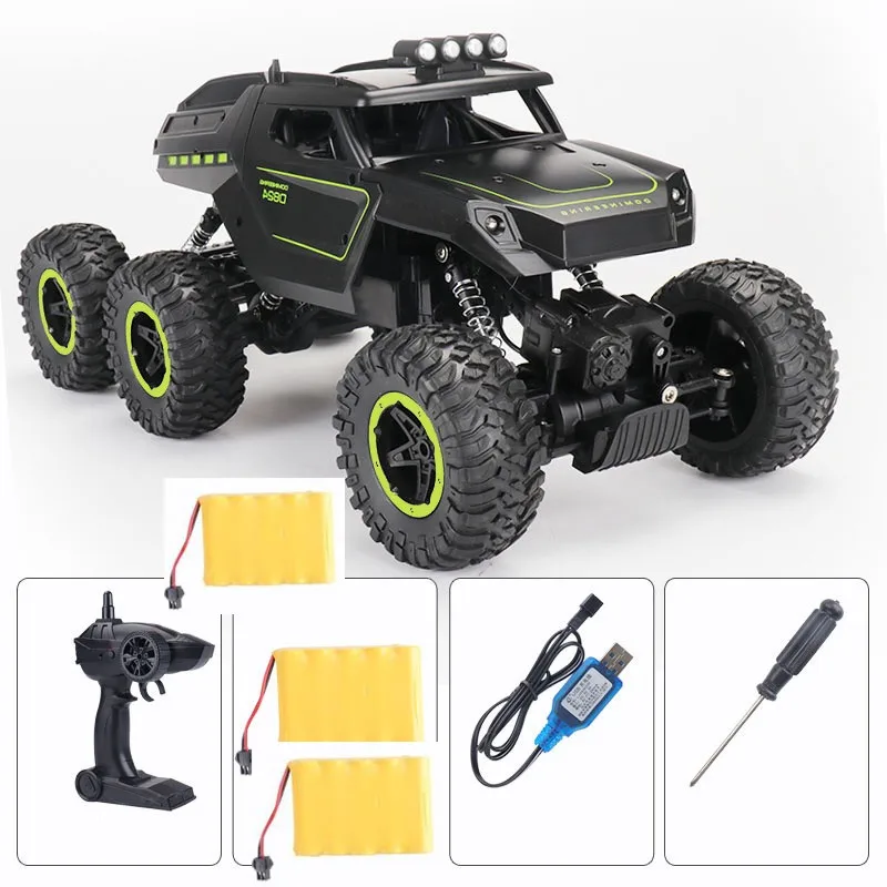 Green 3 Battery 6WD Монстр Электрический модель радиоуправляемого грузовика 1/12 6 колесо для подъемов в гору внедорожные Скорость изменения Беспроводной Управление грузовик с светодиодный светильник - Цвет: Green 3 Battery