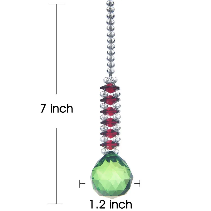 7 Inch Hanging Pendant Green Faceted Ball Crystal Prisms For Chandelier Suncatcher Car Decor Window Ornament | Дом и сад