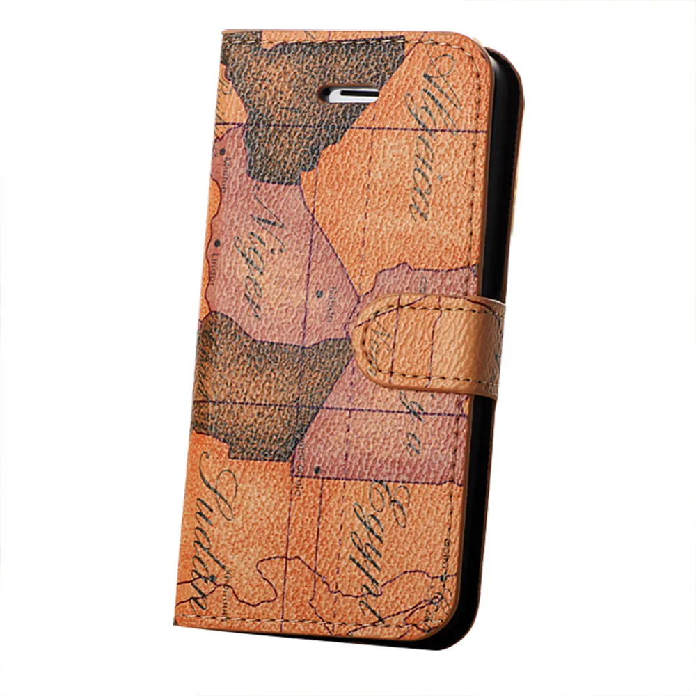Карта Pattern Кожа Старинные Телефон Case для iPhone 5 5S SE Чехол Кошелек Флип с Kickstand |