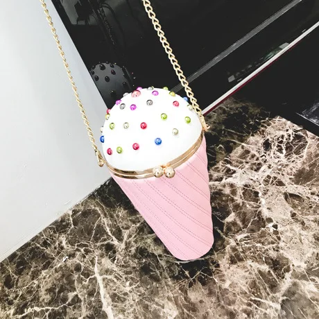 Persenality Дизайн милые кекс мороженое Форма Crossbody сумки мультфильм Мода Сеть PU