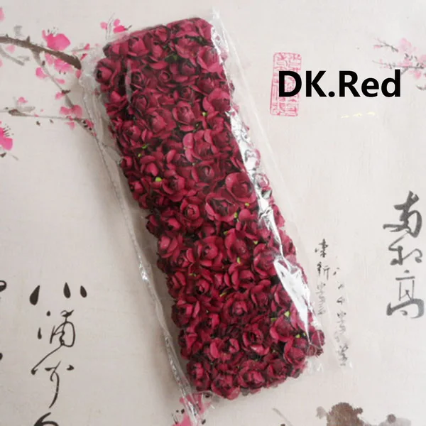 Dark Red 144 шт. 10 мм искусственный цветок Бумага розы Букет невесты для свадьбы домой вечерние украшения DIY ВЕНОК поддельные цветы - Цвет: Dark Red
